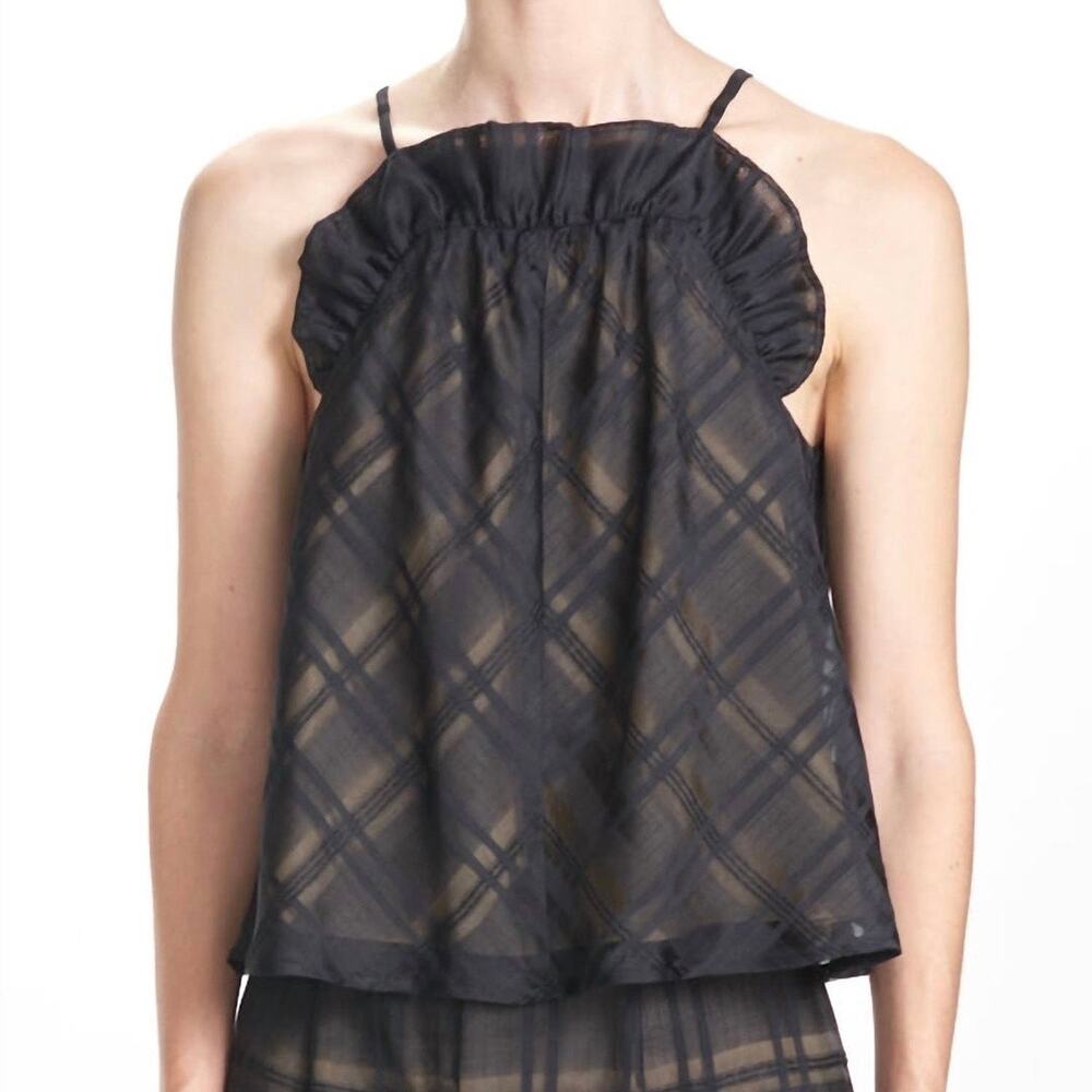 NWT Corey Lynn Calter Summer Ruffle Tank Black Size Extra Small